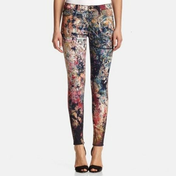 Hudson Nico Midrise Skinny Splatter Jeans - 25 - Picture 1 of 14